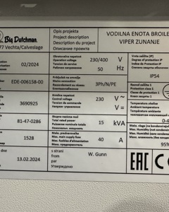 Control cabinet Broiler